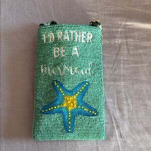Beaded Starfish crossbody/Clutch - Green and Blue